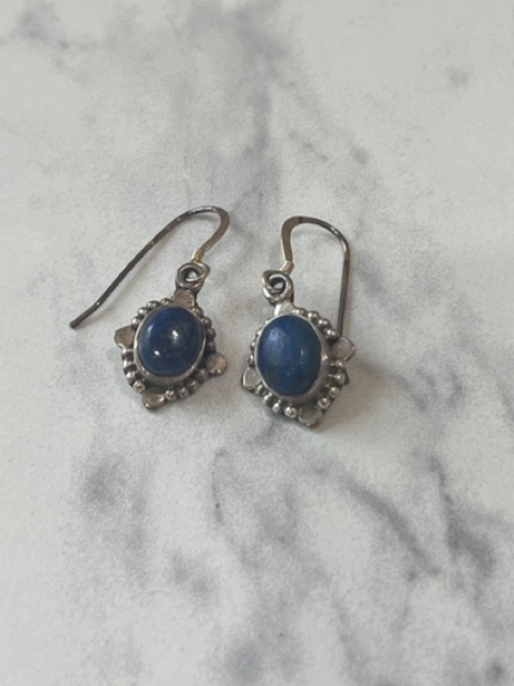 Sterling Silver Blue Lapis Lazuli Stone Drop Earrings